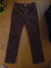 M&S dark burgundy brushed velvet corduroy trousers size 12S