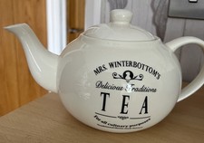 Mrs Winterbottom's Delicious Traditions Tea Large Ceramic Teapot Black & White