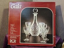 Vintage Gala RCR Royal Crystal Rock 24% Crystal Wine Decanter & 6 Glasses Set