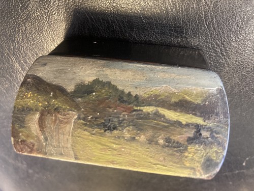 Antique paper mache snuff - snuff, box