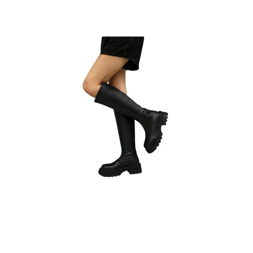 Black chunky platform knee - black,