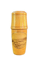 Pine Wood Thimble Case with scene of Tynemouth Bay (Mauchline style) 8cm