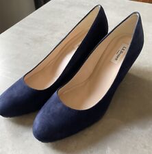 LK Bennett Bayleen Denim Split Suede Leather Wedge Shoes UK9 EU42 RRP £170