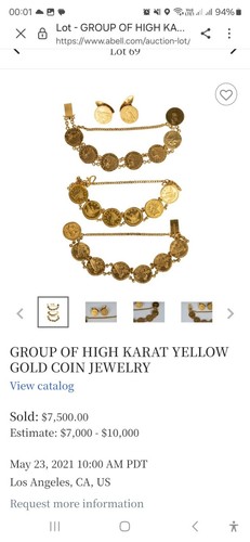 Gold sovereign bracelet 7 - gold,