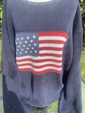 Polo Ralph Lauren American Flag Knit Sweater Navy XL USA Flag Jumper 100% Cotton