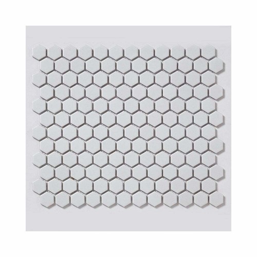 White hexagon matt mosaic wall - matt,