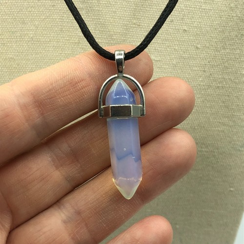 White pendant necklace - white, rainbow