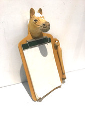 HANGING WOODEN HORSE JOTTER / NOTE PAD HOLDER / MEMO BOARD WITH PEN 
