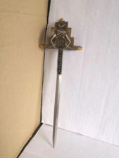 Vtg Toledo Sword Letter Opener with Ornate Hilt Metal & Gold Tone Spain 25.5cm