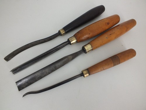 Four vintage wood carving - vintage,