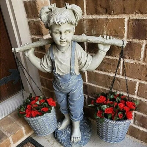 Resin little girl - resin, garden