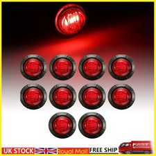 10X Clear Red 3/4" Round LED 3 Side Marker Bullet Light For Trailer Truck 12V UK