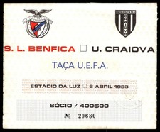 Ticket 1983 SL Benfica vs. U. Craiova Uefa Cup  38921