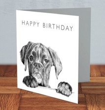 Boxer Dog Birthday Card 15 x