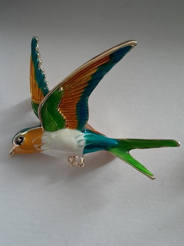 Colourful bird brooch - colourful,