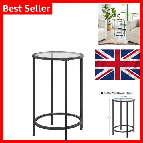 Round side table black - side,