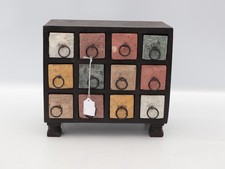 12 Draw Apothecary Chest Raw Quartz And Wood For Desk Top Black Storage Jewelry