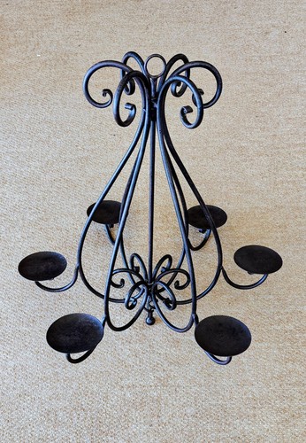 Black metal candle chandelier - black,