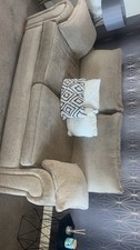 DFS cream 3 seater sofa and 2 chairs with storage/puff 