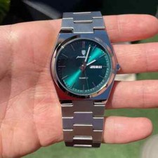 POEDAGAR Old Money Style Silver Stainless Steel Watch With Vintage Green Dial