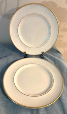 Vintage Royal Doulton. PAIR Large Dinner Plates 27cm (6 prs avail) Gold Rim 1996