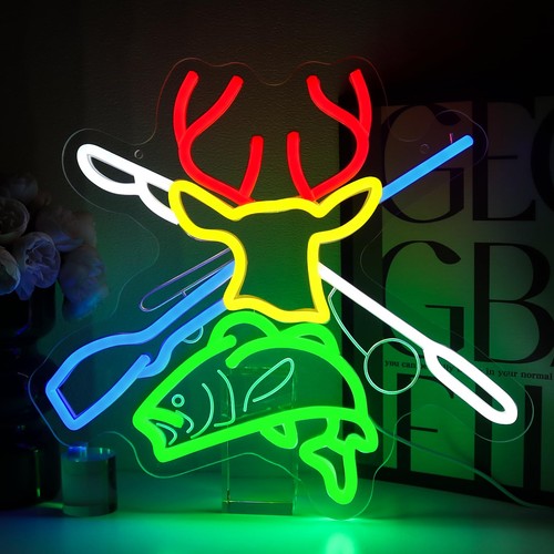 Deer hunting neon sign - hunting,