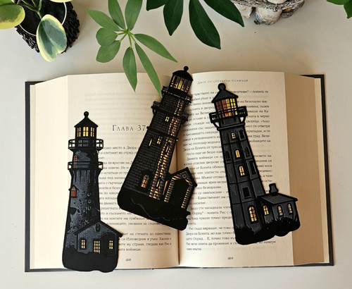 Lighthouse bookmark set - bookmark, 3d