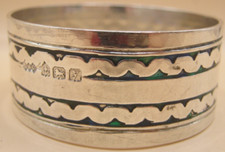 Birmingham 1923 Sterling Silver & Enamel Napkin Ring Archibald Knox Liberty