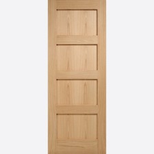 Internal Oak Shaker 4P Standard ,Fire Door, Clear Or Frosted Glazed Unfinished