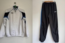 Umbro Tracksuit Set Men's Medium Black White Retro Track Jacket Joggers Mesh