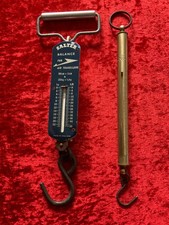 SALTER-BRASS-FISHING SCALES- 4lb-SPRING BALANCE-AIR TRAVEL-BAGAGE-LUGGAGE-SCALES