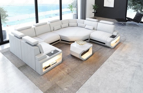 Leather living area sofa - living,