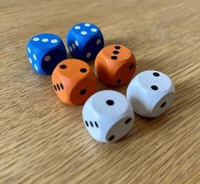 6 x Wooden 16mm 6 Sided D3 D4