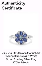 Gemporia Nilamani Marambala London Blue Topaz & White Zircon Silver Ring L-M