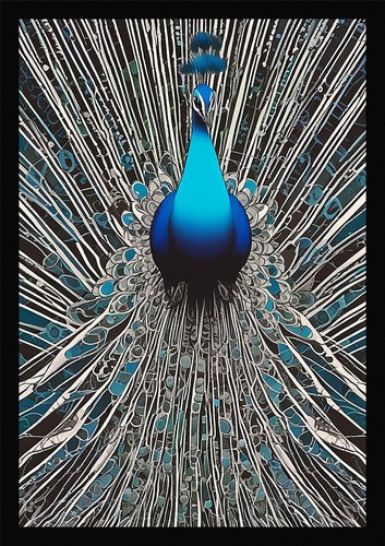 Peacock framed wall art serene - wall,