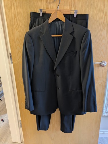 Men wool navy blue suit - navy,