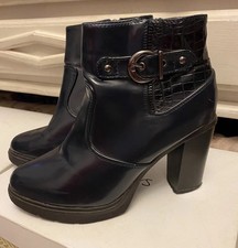 Unze London Ankle Booties Navy