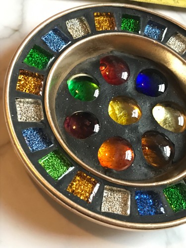 1960s colourful glass pebble - colourful,