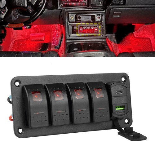 Gang red led light - red, toggle