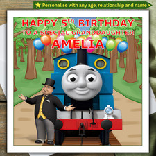 THOMAS TANK ENGINE BIRTHDAY CARD personalised AGE RELATIONSHIP NAME