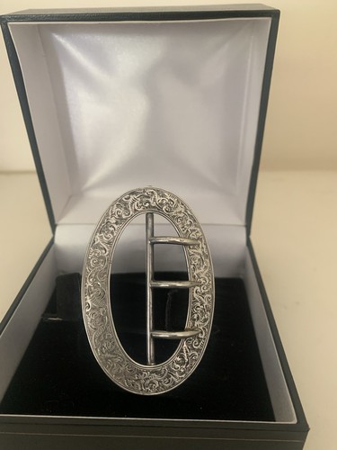 Antique silver belt buckle - silver,