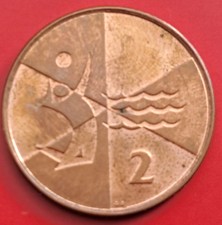 2019 GIBRALTAR 2p coin Island Games Stylized volleybal player Two Pence
