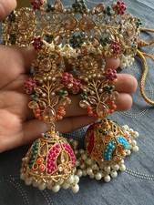 choker set with earrings_jhumke_choker_mehndi jewlerry_indian jewlerry
