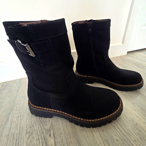 Women black suede biker - ,