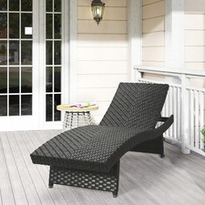 Sun Lounger PE Rattan Rolling