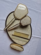 The Regent of London Vanity Set with Tray and Brush and Mirror Gold And Cream