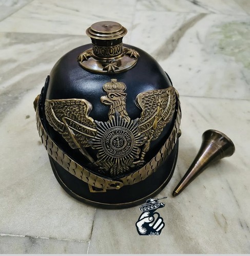 Leather german pickelhaube - leather,