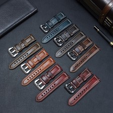 Vintage Oil-wax Genuine Leather Watch Band Strap mens 20/22/24/26mm for Panerai