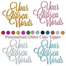 Custom Personalise Glitter Cake Topper Party Decor Birthday Any Name Word