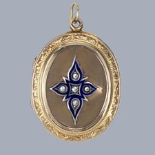 Victorian 9ct Gold Locket Blue